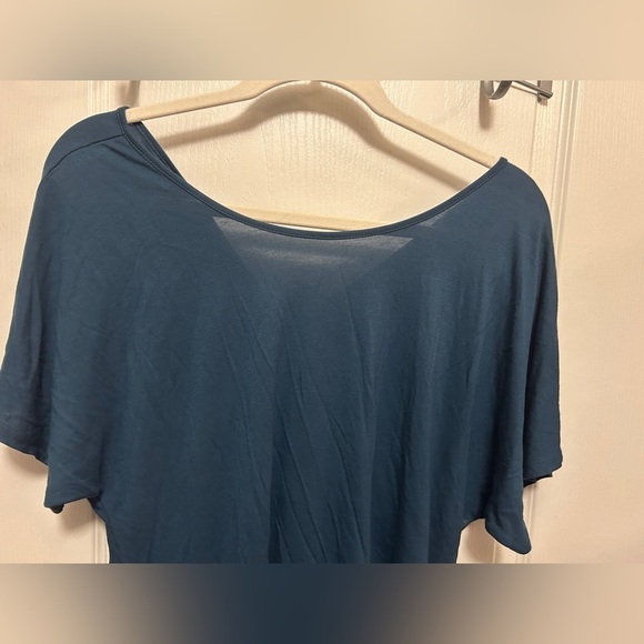 Loft Twist Back Tee women’s L teal blue classic staple wardrobe teacher V-neck - Picture 3 of 13